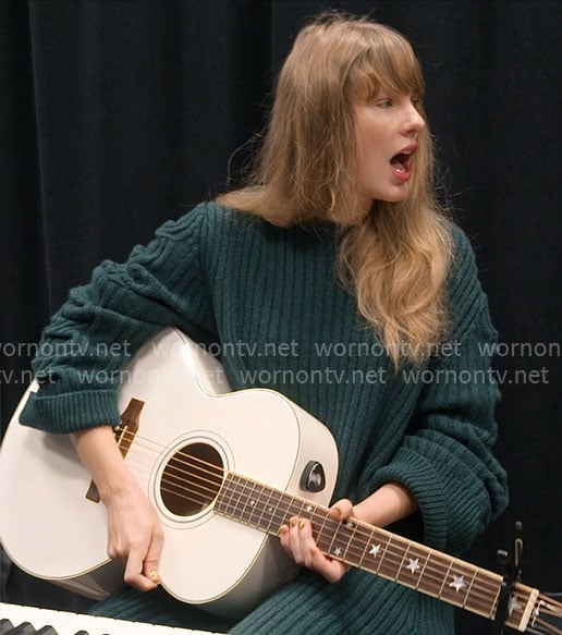 Taylor Swift’s green sweater dress on The End of an Era
