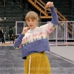 Taylor Swift’s tie dye tee and mustard yellow pants on The End of an Era