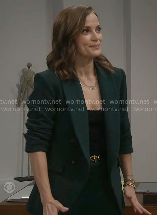 Taylor's dark green blazer on The Bold and the Beautiful