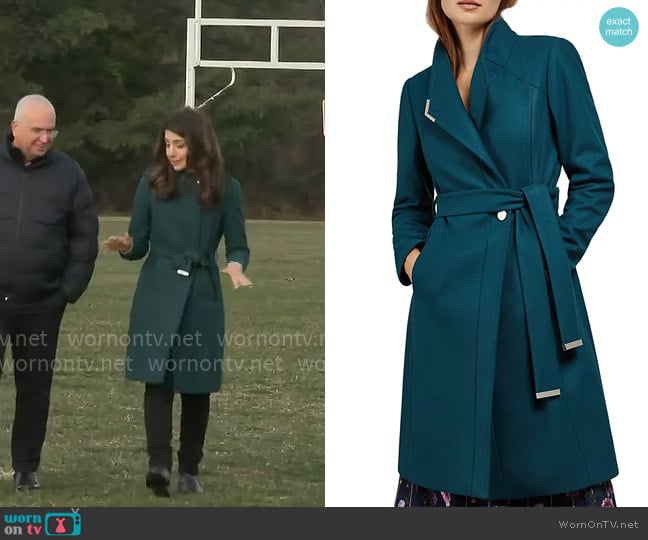 Ted Baker Ellgenic Long Belted Coat worn by Nicole Sganga on CBS Mornings