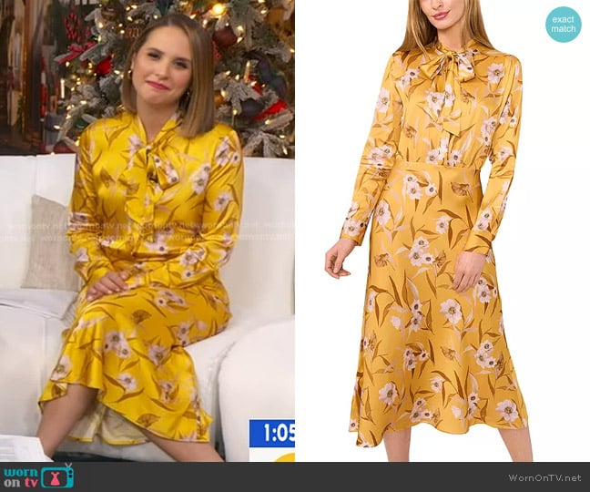 Ted Baker Kassia Neck Tie Long Sleeve Dress worn by Elizabeth Schulze on Good Morning America