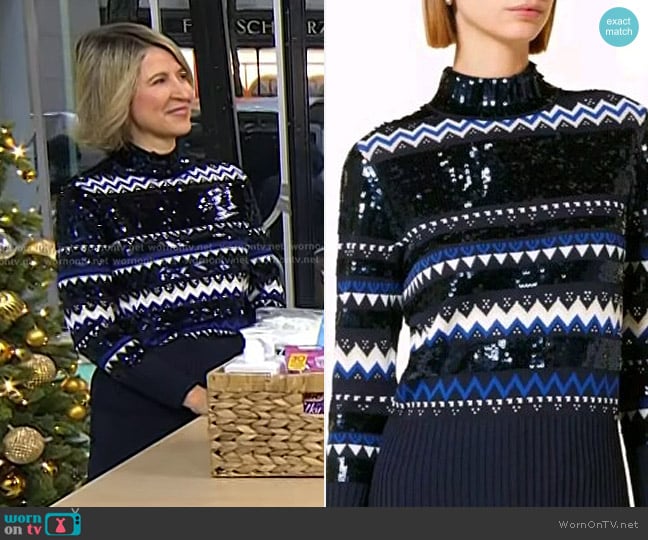 Ted Baker Limara Sparkle Fair Isle Sweater worn by Samantha Brown on Today