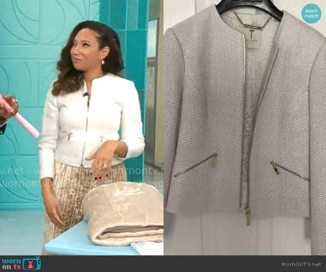 Ted Baker Parber Bouclé Knit Jacket worn by Gabrielle Kerr on CBS Mornings