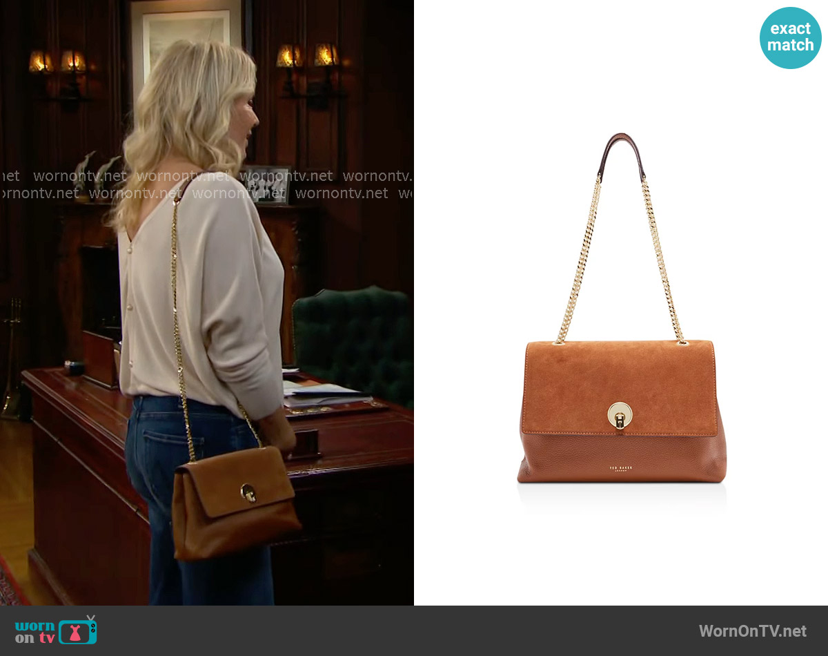 Ted Baker Sophina Circle Lock Suede Shoulder Bag worn by Brooke Logan (Katherine Kelly Lang) on The Bold and the Beautiful