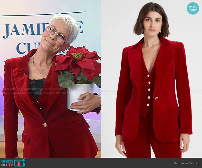 Temperley London Clove Velvet Waistcoat and Jacket worn by Jamie Lee Curtis on Today