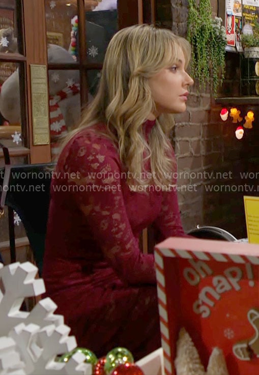 Tessa's red lace dress on The Young and the Restless