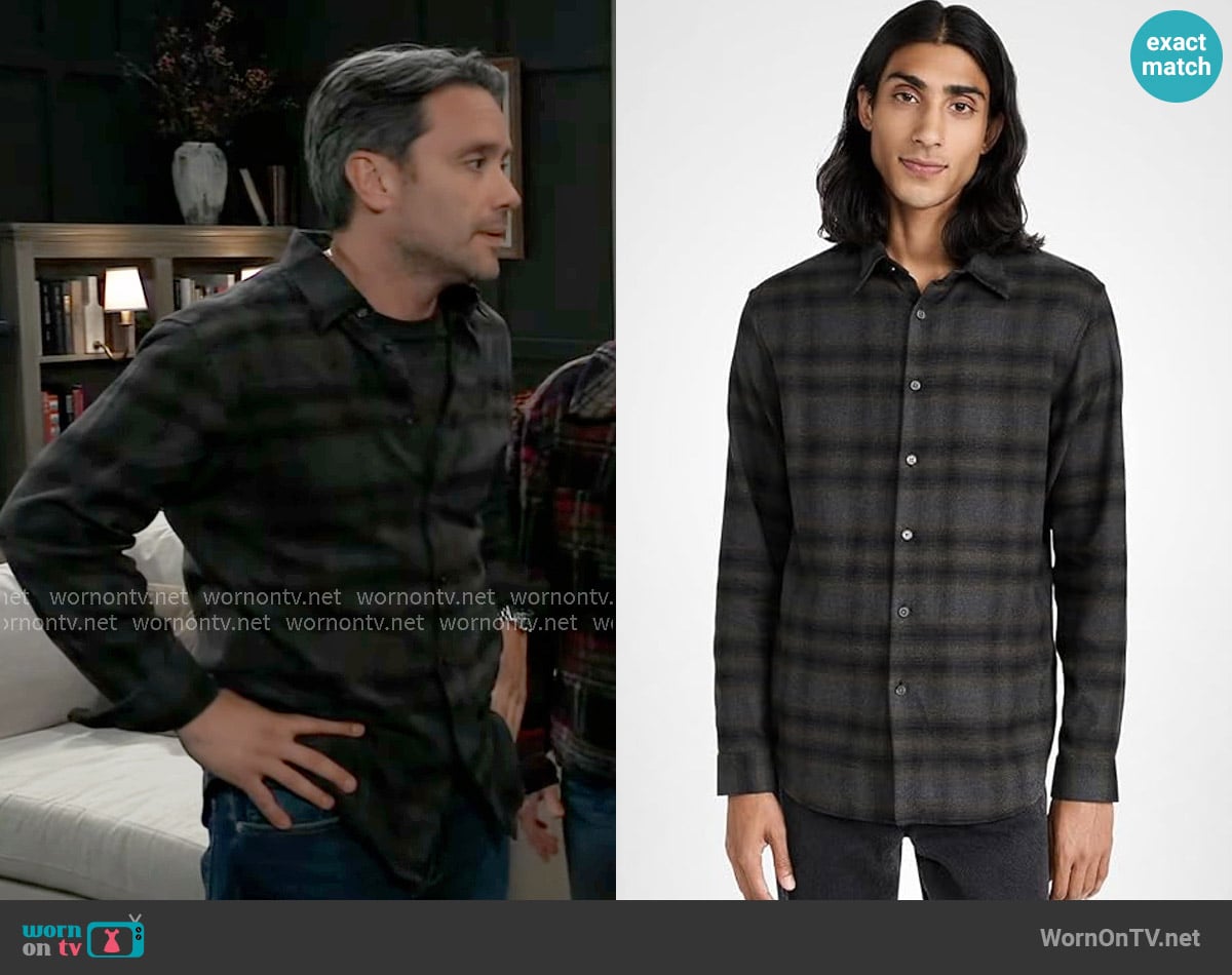 Theory Irving Soft Plaid Shirt worn by Dante Falconeri (Dominic Zamprogna) on General Hospital