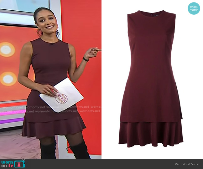 Theory Malkan Flared Hem Dress in Red worn by Rachel Smith on Today