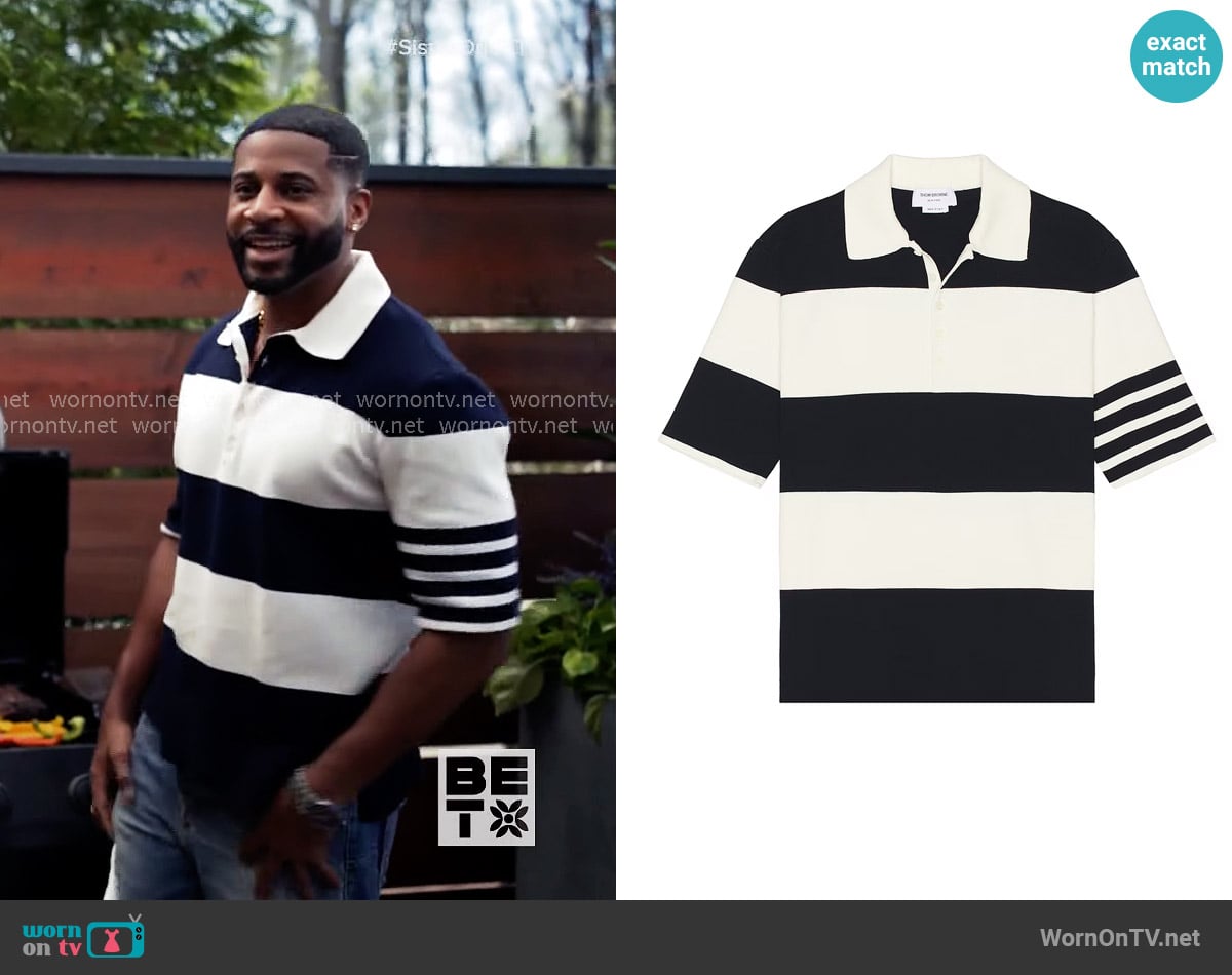 Zac’s striped polo shirt on Tyler Perrys Sistas