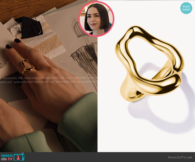 Thomas Sabo Gold-plated Ring Natural Beauty worn by Emily Cooper (Lily Collins) on Emily in Paris