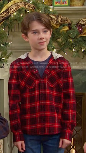 Thomas’s red plaid hooded shirt on Days of our Lives