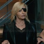 Tiff’s black leather jacket with fringe on Elsbeth