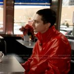 Timothée Chalamet’s red leather zip jacket and pants on Good Morning America