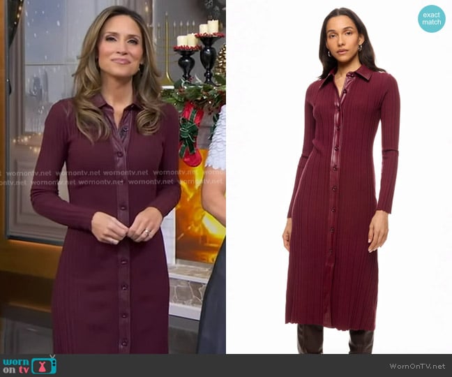 Toccin x RTR Variegated Rib Knit Leather Combo Dress worn by Rhiannon Ally on Good Morning America