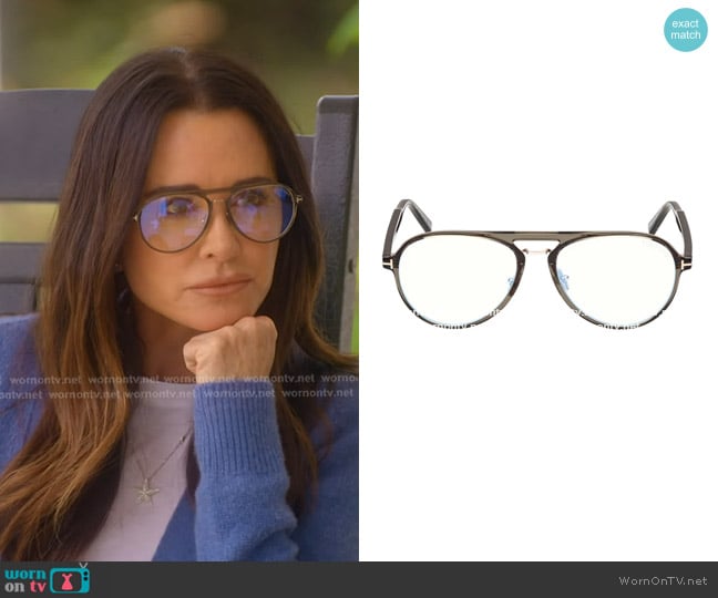 Tom Ford Blue Block Opticals Glasses worn by Kyle Richards on The Real Housewives of Beverly Hills