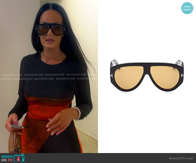 Tom Ford Bronson 60MM Shield Sunglasses worn by Lisa Barlow on The Real Housewives of Salt Lake City