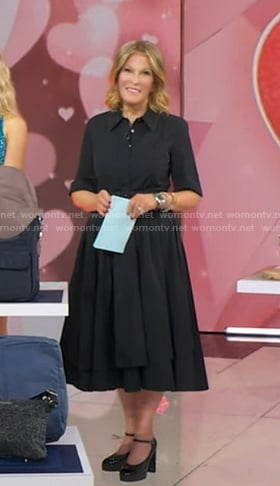 Tory's black layered short sleeve dress on Good Morning America