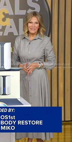 Tory's grey belted shirtdress on Good Morning America