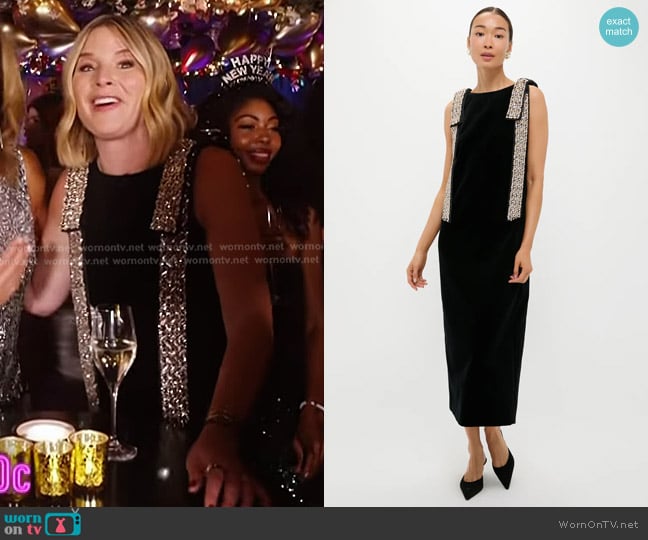 Tuckernuck Velvet Embellished Viola Dress in Black worn by Jenna Bush Hager on Today