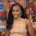 Zinhle's beige windowpane knit dress on NBC News Daily