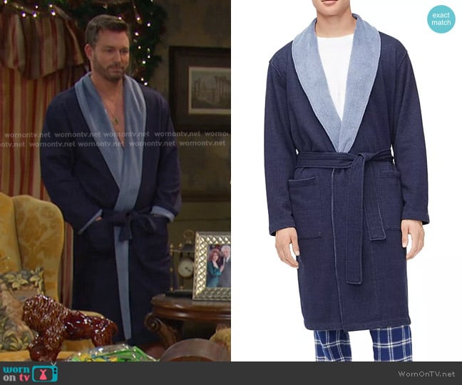 Ugg Robinson Double-knit Robe in Navy Heather worn by Brady Black (Eric Martsolf) on Days of our Lives