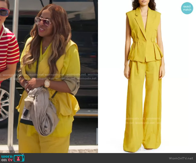 Ulla Johnson Beatriz Peplum Vest Top and Pascale Pants worn by Mary Cosby on The Real Housewives of Salt Lake City