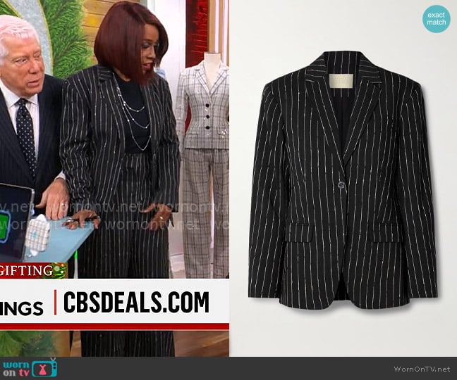 Ulla Johnson Dhemi striped wool-blend twill blazer worn by Gayle King on CBS Mornings
