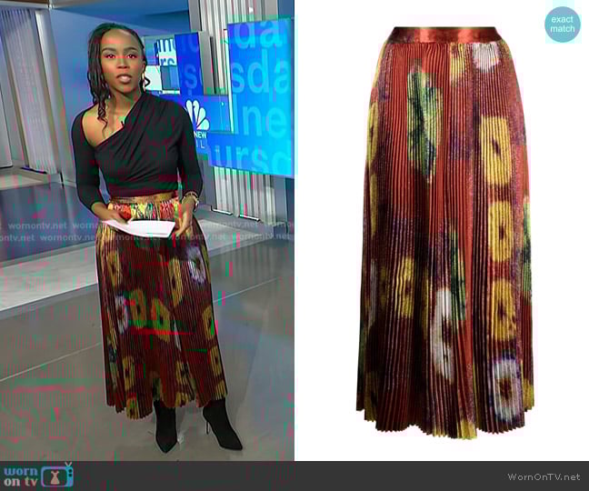 Ulla Johnson Rami High-waisted Pleated Skirt worn by Zinhle Essamuah on NBC News Daily