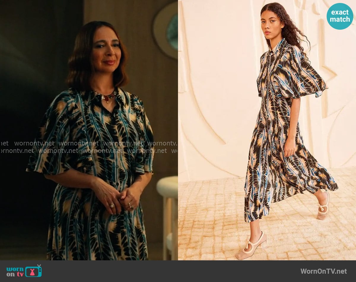 Ulla Johnson Silhouette Silk Crepe de Chine Dress worn by Molly Novak (Maya Rudolph) on Loot