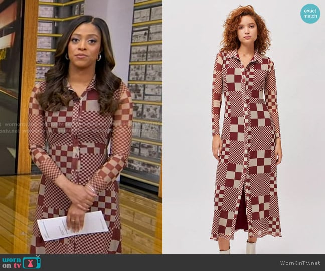 Urban Outfitters Katherine Mesh Midi Shirt Dress worn by Morgan Norwood on Good Morning America
