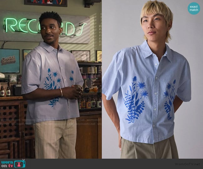Urban Outfitters Stripe Short Sleeve Graphic Shirt worn by Jazz (Jordan L. Jones) on Bel-Air