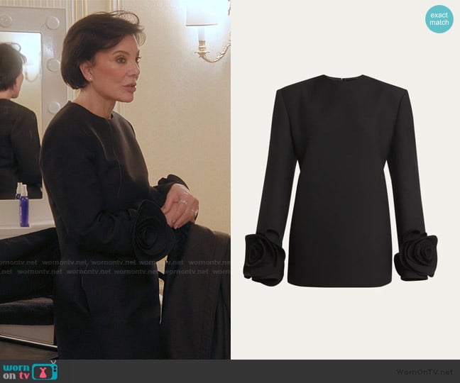 Valentino Garavani Rosette Sleeve Wool Mini Dress worn by Kris Jenner (Kris Jenner) on The Kardashians