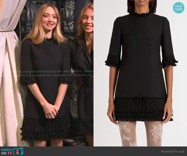 Valentino Garavani Ruffle Trim Crepe Couture Minidress worn by Amanda Seyfried on Today