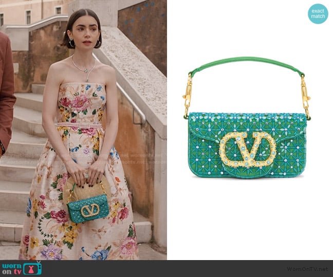 Valentino  Loco Small Shoulder Bag worn by Emily Cooper (Lily Collins) on Emily in Paris