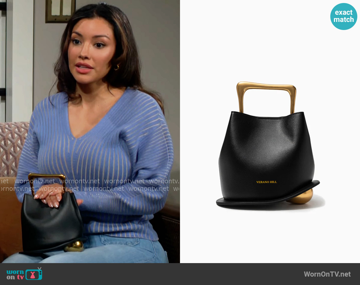 Verano Hill Vienna Handbag in Black worn by Audra Charles (Zuleyka Silver) on The Young and the Restless