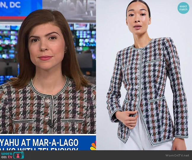 Veronica Beard Alessia Jacket in Light Forest Multi worn by Monica Alba on NBC News Daily