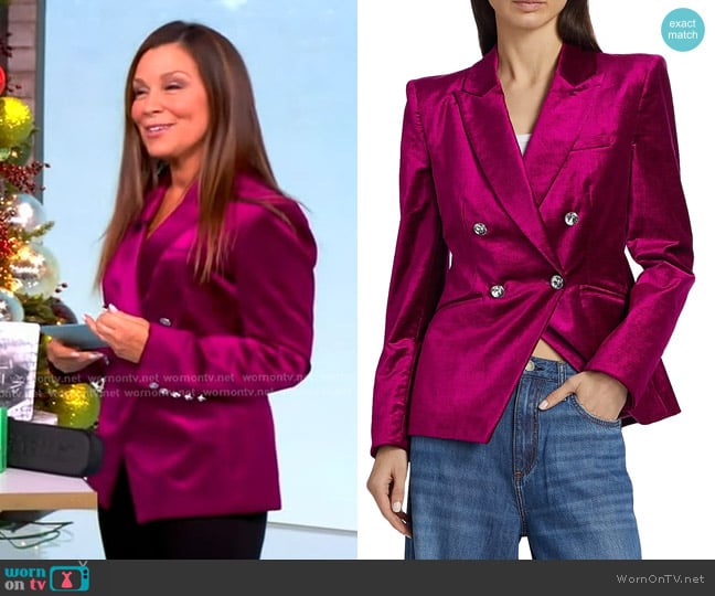Veronica Beard Elam Dickey Velvet Crystal Blazer in Fuchsia worn by Gretta Monahan on The View