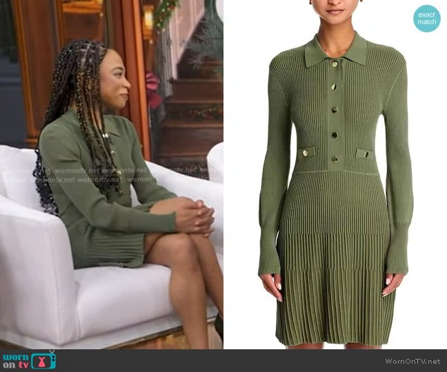 Veronica Beard Lauper Dress in Stone Army worn by Taelor Scott on Good Morning America