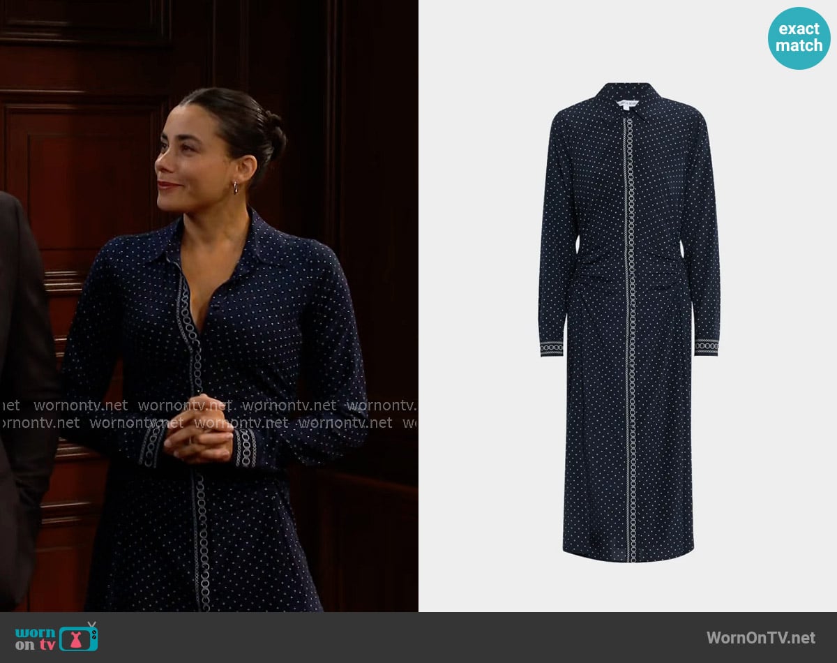 Veronica Beard Lex Polka Dot Silk Midi Dress worn by Daphne Rose (Murielle Hilaire) on The Bold and the Beautiful
