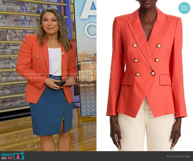 Veronica Beard Miller Stretch-Linen Dickey Jacket in Persimmon worn by Ginger Zee on Good Morning America
