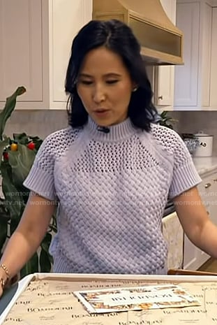 Vicky's blue open knit sweater on Today