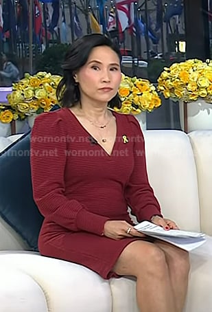 Vicky's red puff sleeve v-neck dress on Today