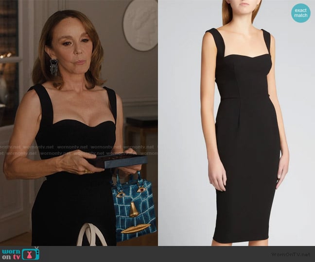 Victoria Beckham Fitted Crepe Sweetheart Dress worn by Sylvie (Philippine Leroy-Beaulieu) on Emily in Paris