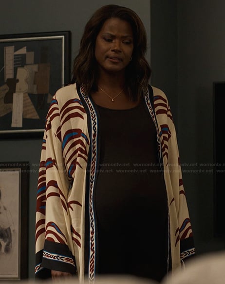 Viv's printed kimono on Bel-Air
