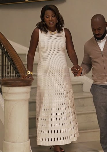 Viv's white sleeveless cutouts dress on Bel-Air