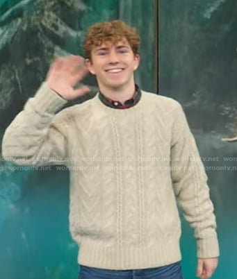 Walker Scobell’s cable knit sweater on Good Morning America