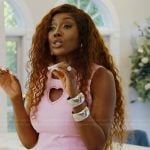 Wendy’s pink heart embellished mini dress on The Real Housewives of Potomac