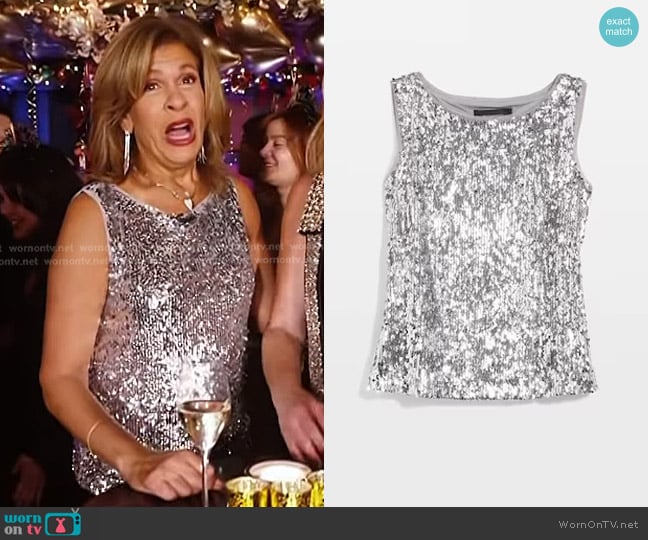 White House Black Market Sequin Cami in Silver Teardop Sequin worn by Hoda Kotb on Today