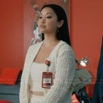 Peyton’s white tweed jacket and mini skirt on Elsbeth