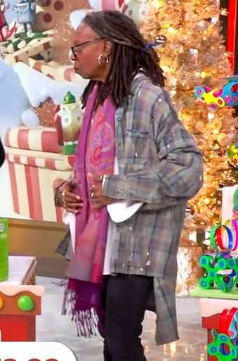 Whoopi’s plaid splatter print shirt on The View
